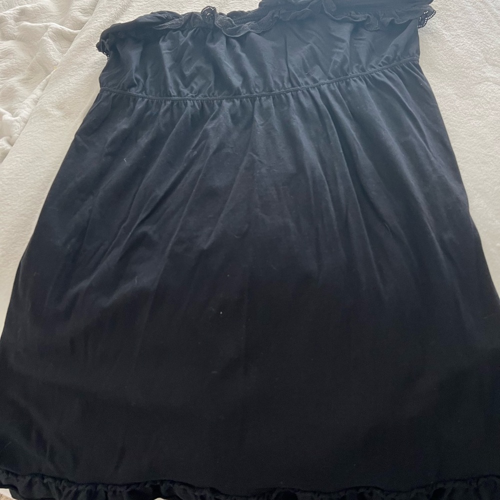 Strapless lace trim cotton dress